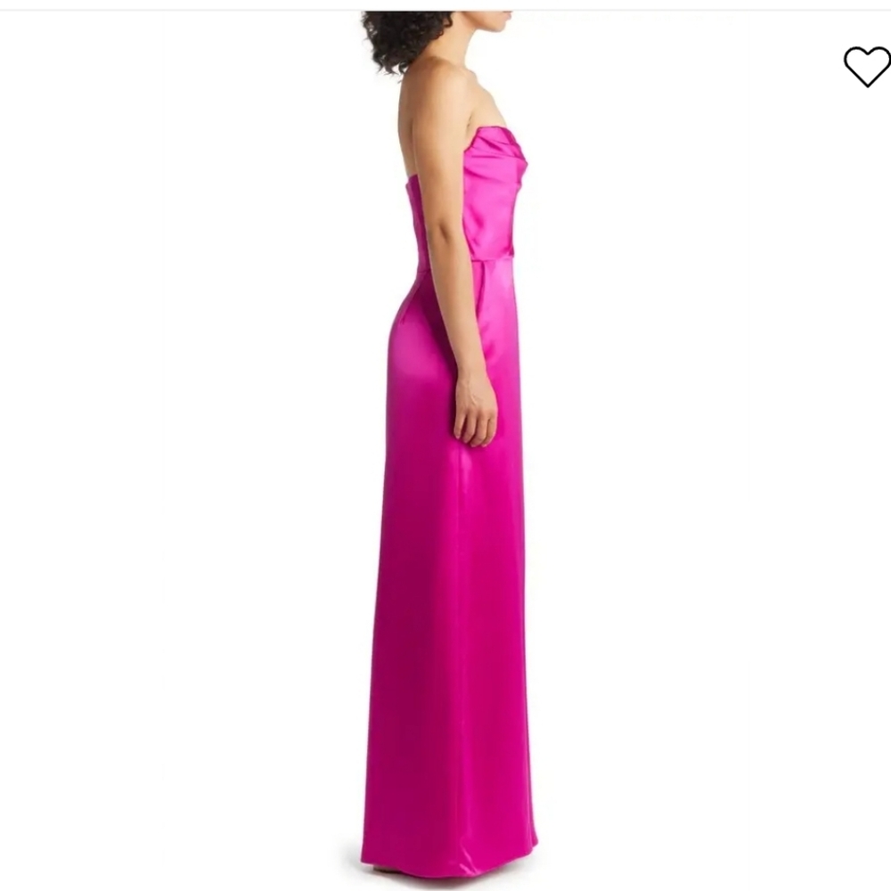 Amsale Strapless Satin Jumpsuit - Picture 4 of 16